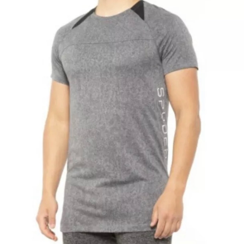 Spyder Active Men’s Raglan Crew Shirt Size S Small Grey Short Sleeve Logo NWT